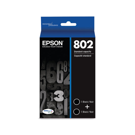 Epson 802 DURABrite Ultra Ink Standard Capacity Black Dual Cartridge Pack (T802120-D2) Works with Workforce Pro WF-4720, WF-4730, WF-4734, WF-4740