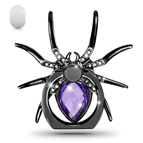 Allengel Spider Phone Ring Holder Stand, Animal Phone Ring Finger Grip Rhinestone Phone Kickstand for All Smartphone (Purple)