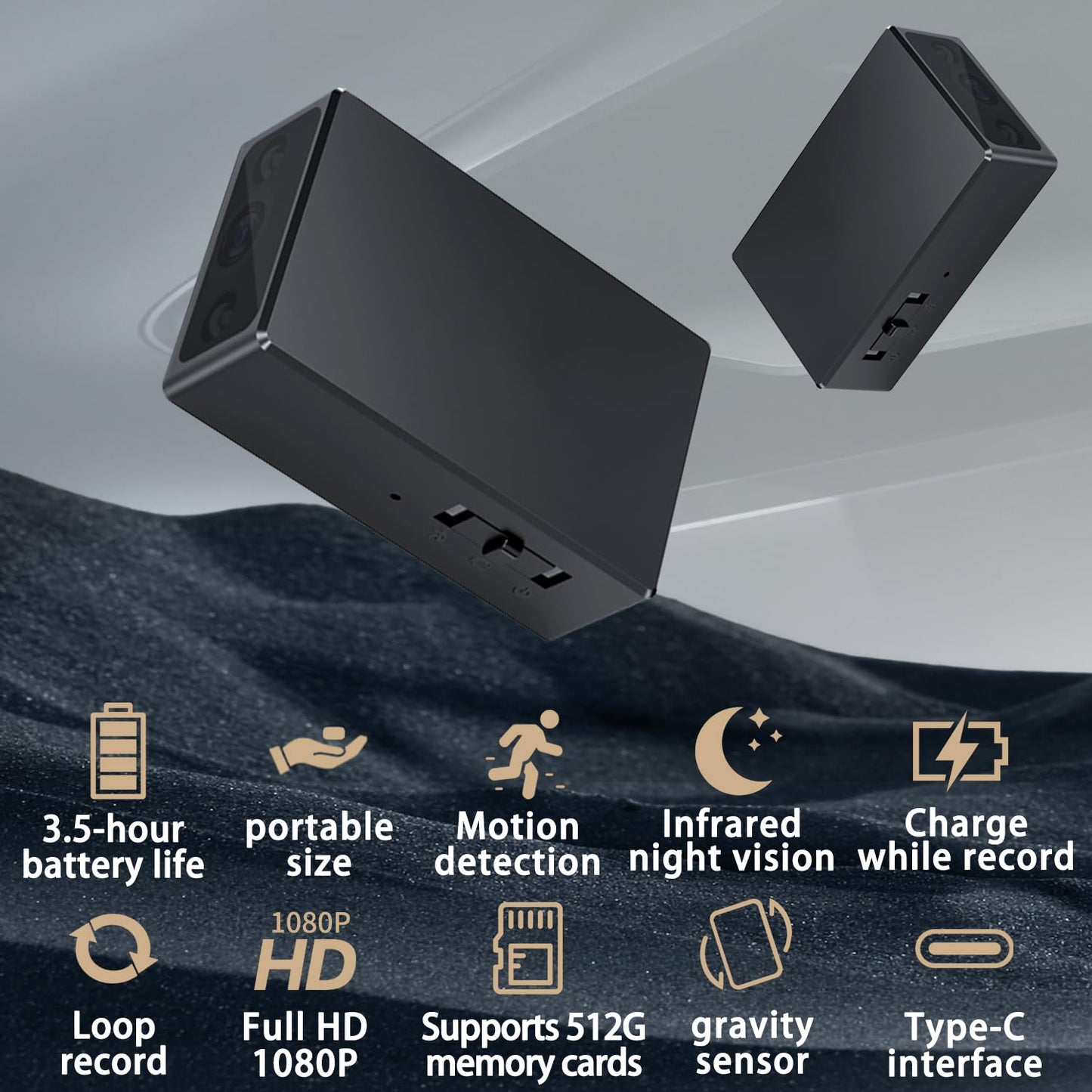 QIANMIAOKEJI Mini Camera - Nanny Camera - HD 1080P - - Indoor Security Camera - Portable Pocket Cam - Motion Detection - Automatic Night Vision - Loop
