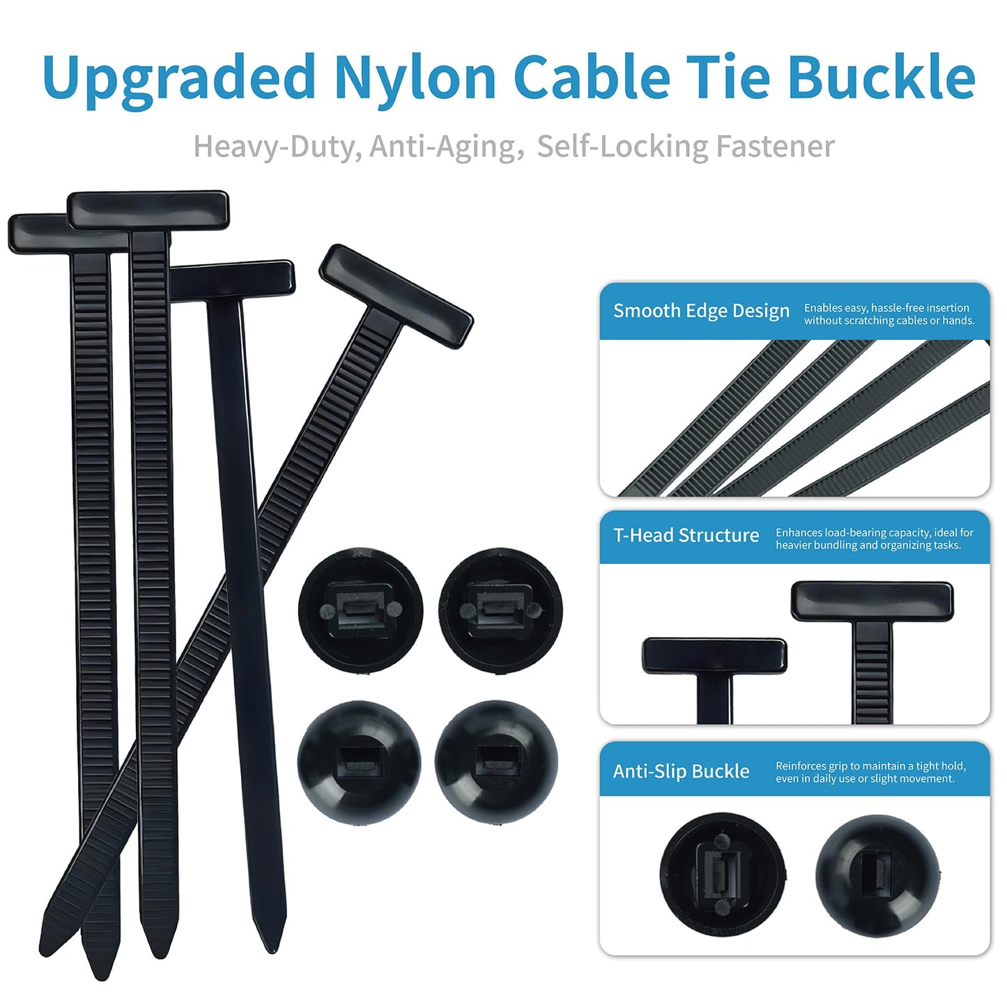 50pcs Nylon Universal Cable Tie Buckle: Auto Zip Tie Buckles for Cars, High-Strength Cable Tie Buckle Zip Tie with Universal Use