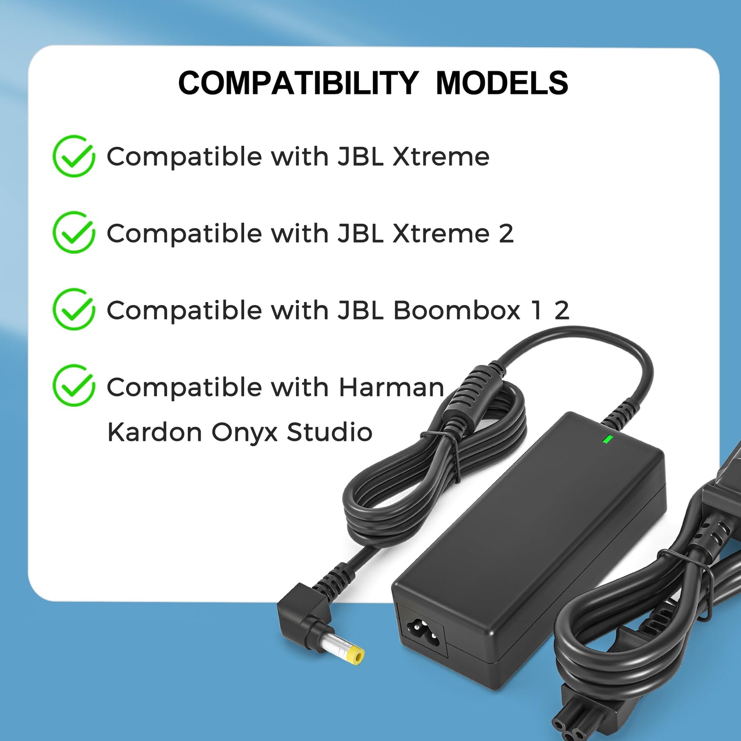 19V Power Adapter Charger Compatible with JBL Xtreme/Xtreme 2/Boombox 1/2/3, Compatible with Harman Kardon Onyx Studio 8/7/6/5/4/3/2/1 Wireless…