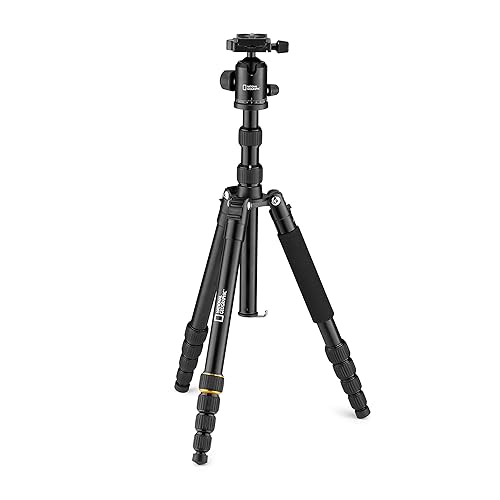 NATIONAL GEOGRAPHIC Travel Photo Tripod Kit with Monopod, Aluminium, 5-Section Legs, Twist Locks, Load up 8kg, Carrying Bag, Ball Head, Quick Release