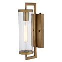 VAXCEL Morgan Park 16 in. H 1-Light Warm Brass Dusk to Dawn Sensor Gold Outdoor Wall Sconce, Durable Steel, Clear Seeded Glass Shade, LED Compatible
