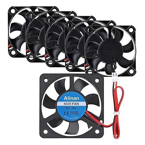 Alinan 6pcs 4020 24V Sleeve Bearing Brushless Cooling Fan 40 * 40 * 20MM with 2PIN Terninal 3D Printer Cooling Fan Computer Fan