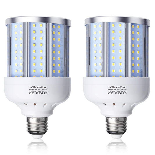 Auzilar 40W LED Corn Light Bulb Corn Lamp (280W Equivalent 6500K) Cool Daylight White Corn LED Bulb E26/E27 Medium Base for Indoor Garage Factory