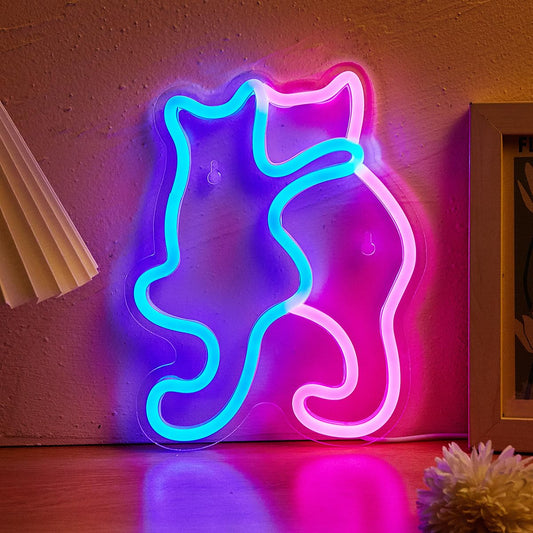 Dog & Cat LED Neon Sign Leaf Frog Neon Lights for Bedroom USB Powered Wall Mounted Neon Signs For Room 3D Wall Art Wedding Party Living Room