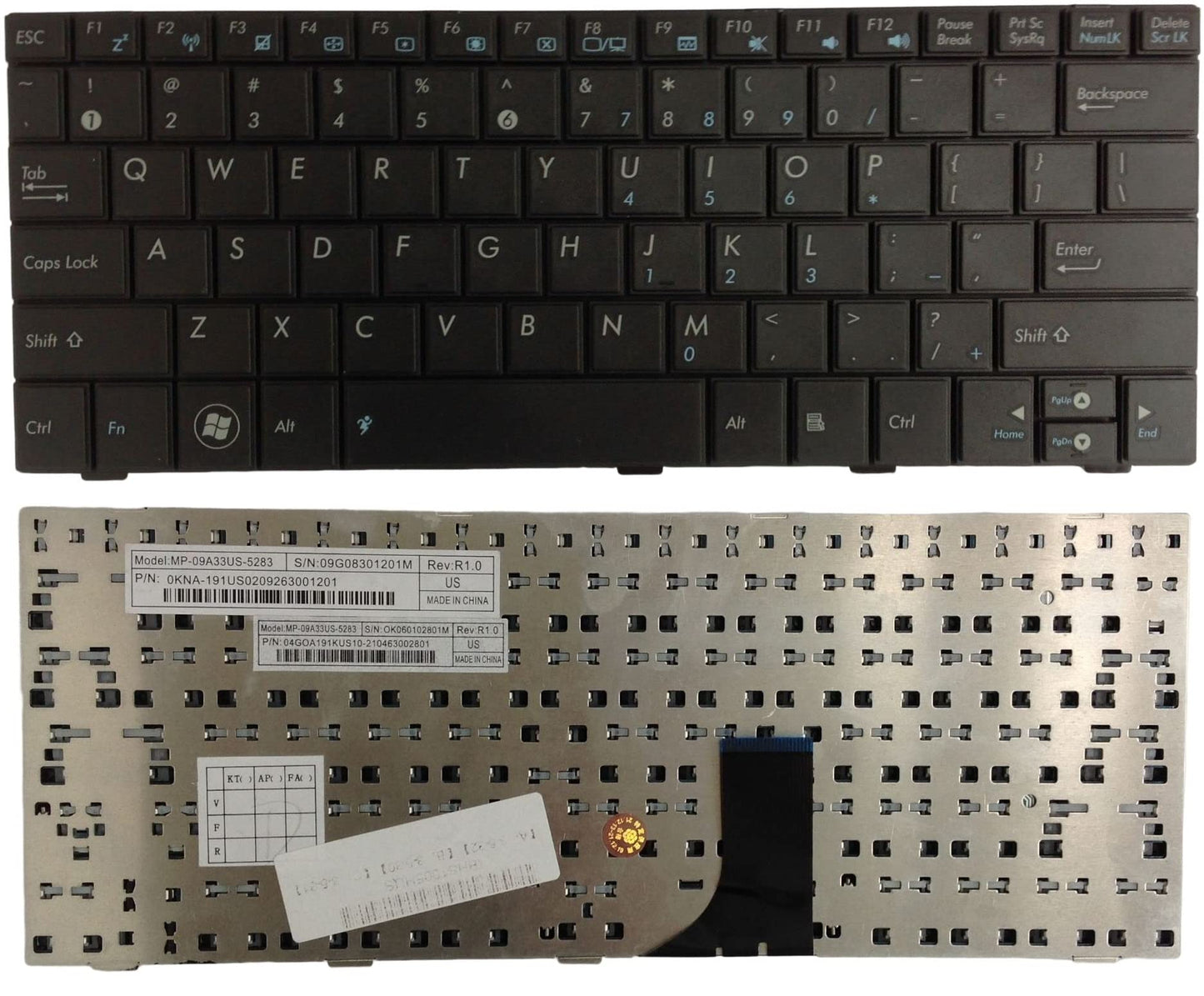 wangpeng New Black US Laptop Keyboard for ASUS EEE PC 1001H 1001HA 1005HA 1005HAB 1005HA-B US Black Keyboard