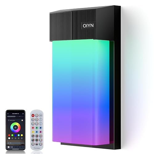 OIYN Outdoor Wall Light, Smart RGBICWW Porch Lights Outdoor, 1500LM Modern Wall Sconce with 30+ Scene Modes, Retome & APP Control, IP65 Waterproof