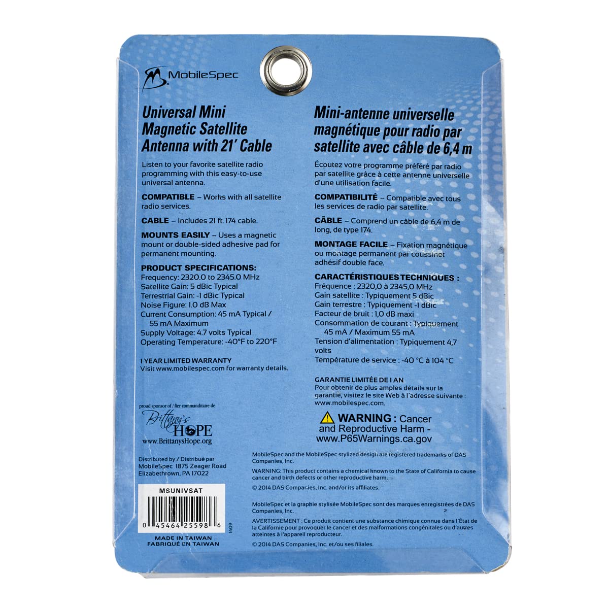 MobileSpec MSUNIVSAT Universal Satellite Radio Antenna