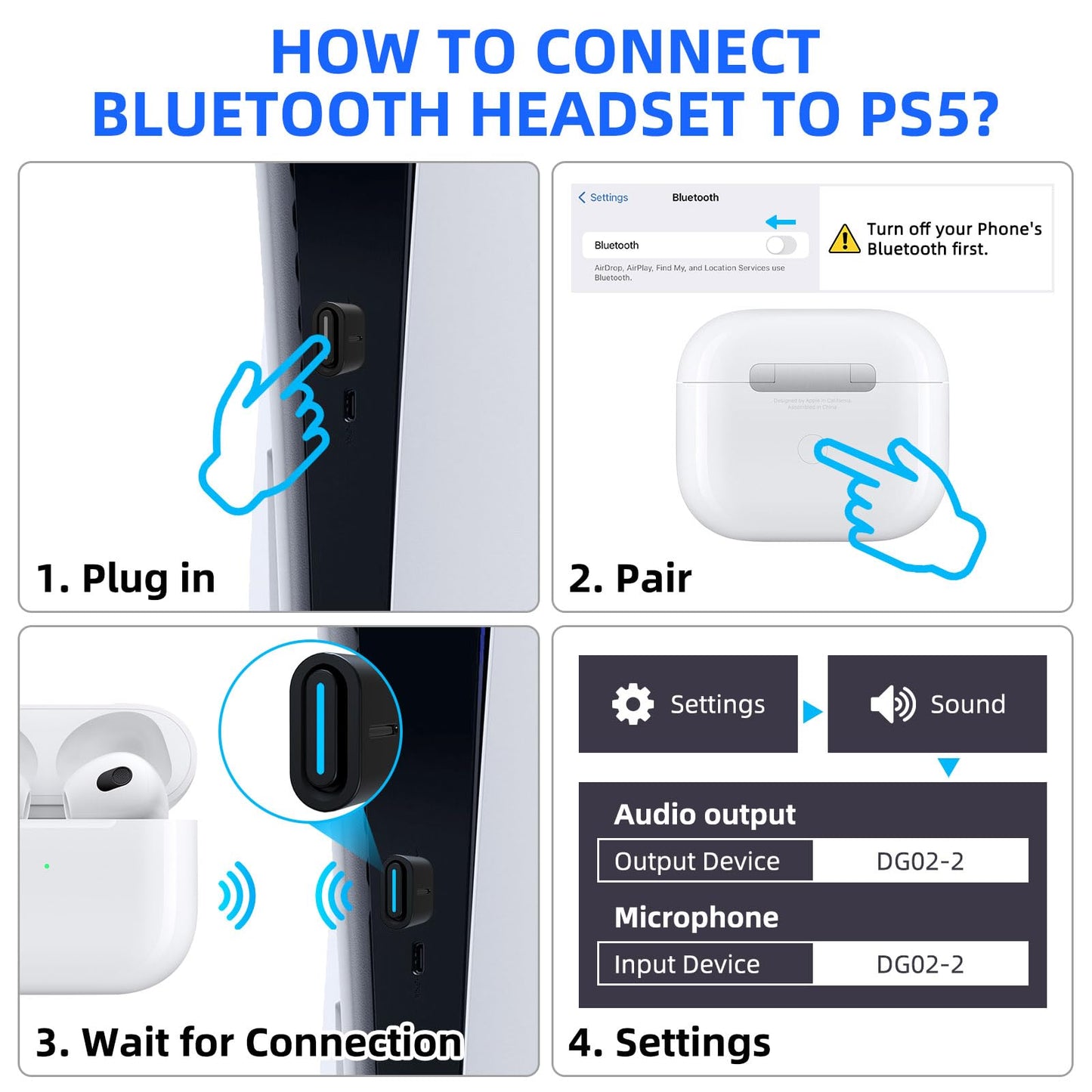 Smof Bluetooth Audio Adapter for PS5, PS4, Mac, Wireless Audio Transmitter