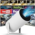 Mini Projector with WIFI 6 and Bluetooth, 4K 1080P Support Portable Projector 180° Rotatable 130'' Screen Movie Projector Auto Keystone Compatible