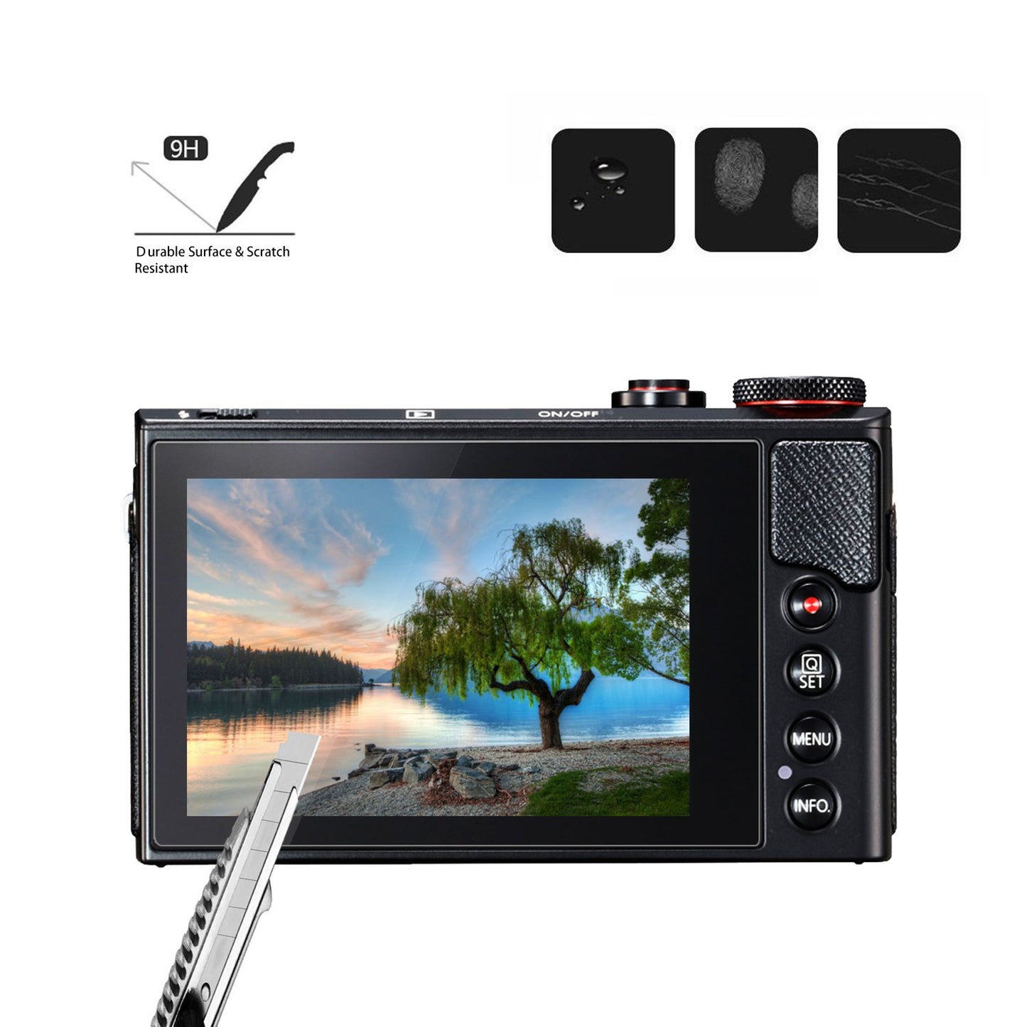 AKWOX [3-Pack] Tempered Glass Screen Protector for Canon G7X Mark II G9X G9XII G7X G5X, 9H LCD Protective Cover