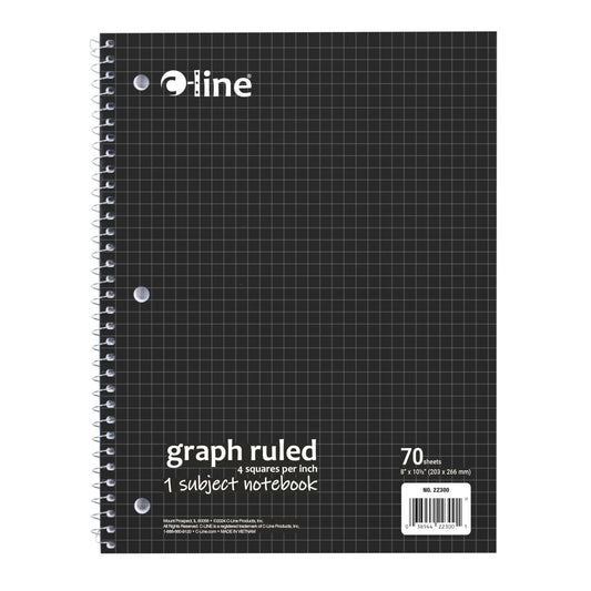 C-Line 1-Subject Notebook, Graph Ruled,4 x 4, Black (22300)
