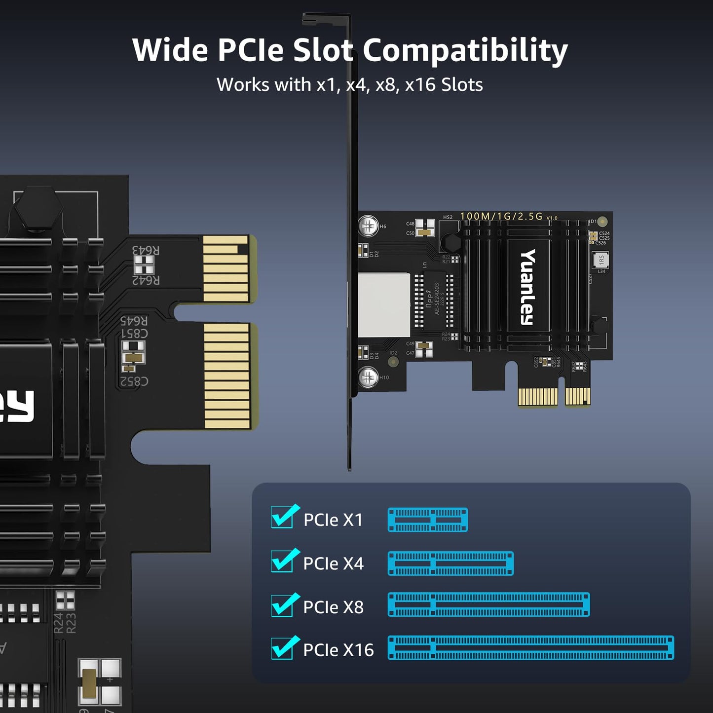 2.5G PCIe Network Card, YuanLey 2.5 Gigabit PCI Express Ethernet Adapter with Realtek RTL8125B, 2500Mbps NIC Card RJ45 LAN Controller for PC