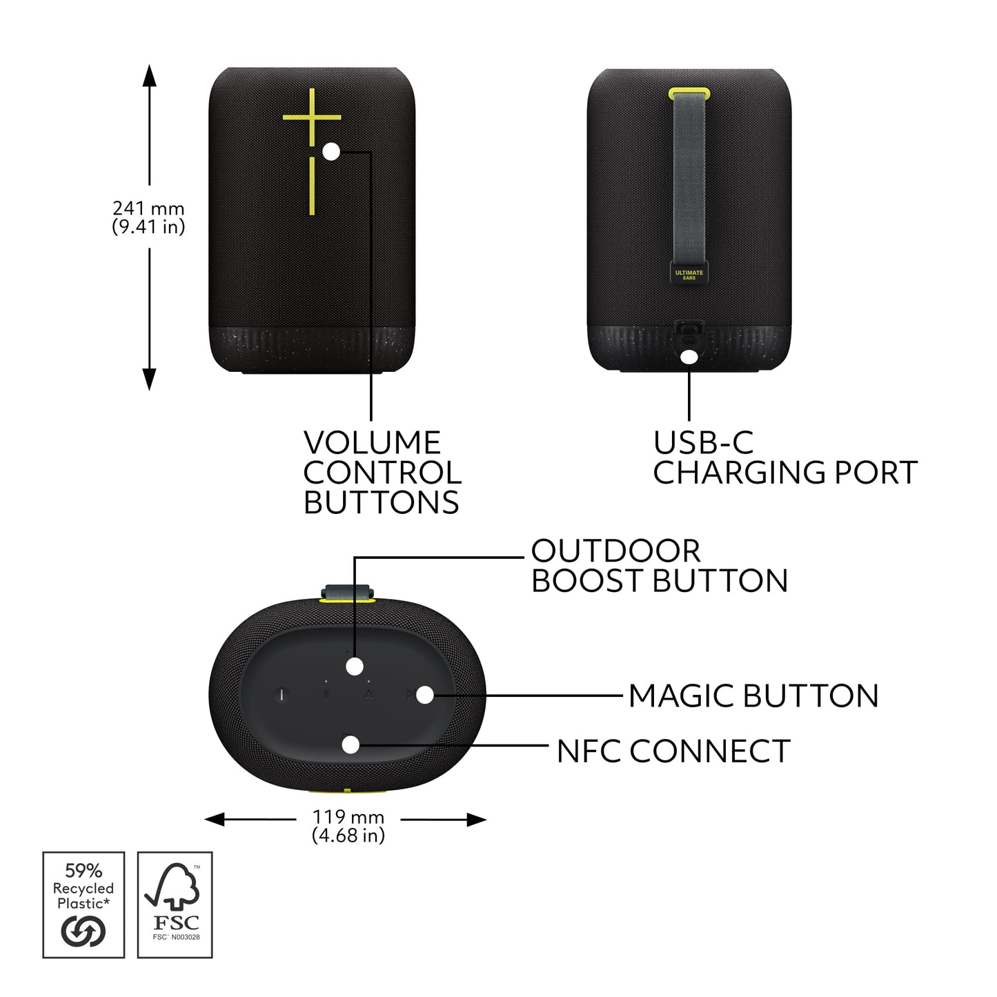 Ultimate Ears EPICBOOM, Portable Wireless Bluetooth Speaker, Big Bass and Immersive, 360-Degree Sound, Adaptive EQ, IP67 Waterproof, Floatable, 17
