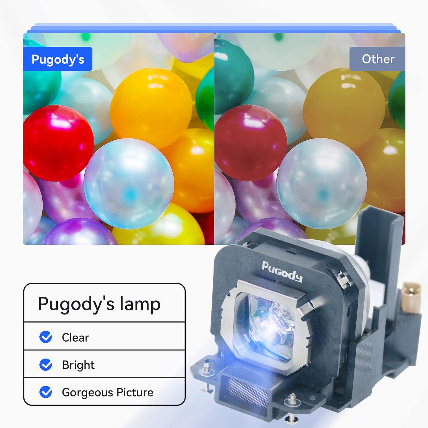 Pugody ET-LAX100 Premium Quality Replacement Projector Lamp Bulb with Housing for Panasonic PT-AX200U PT-AX100U PT-AX200E PT-AX100E PT-AX100 PT-AX200