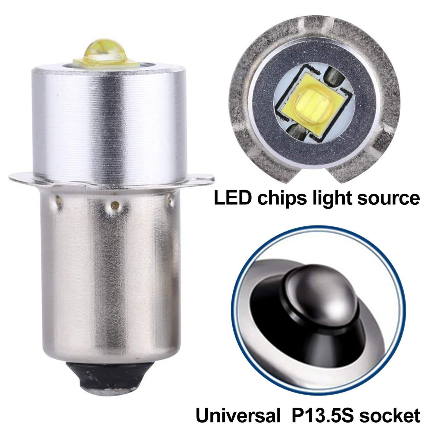 TRLIFE Maglight Replacement Bulbs DC 3V, Set of 2 Maglight LED Bulbs for Only 2 Cells C&D Flashlight Headlight, 3W Maglight Replacement Bulbs LED
