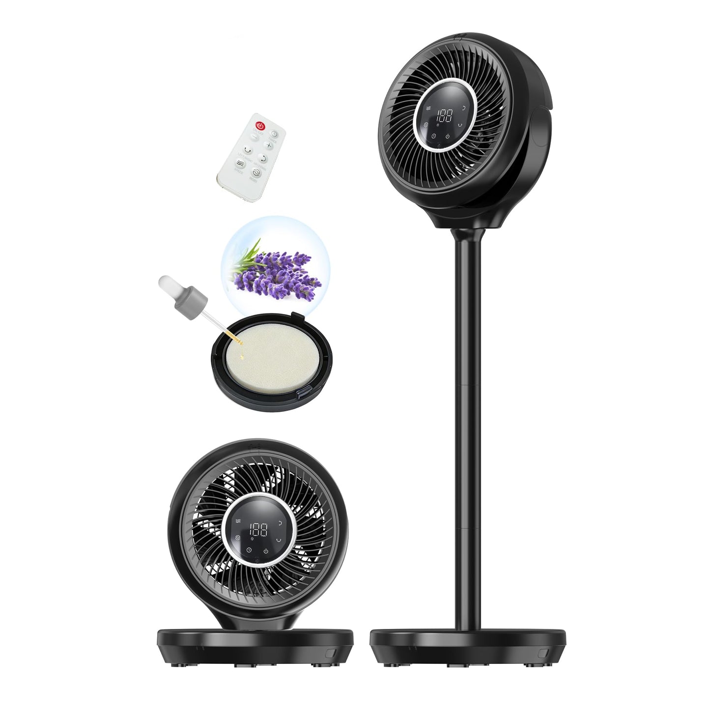 Standing Fan for Bedroom 180° Omnidirectional Oscillating 20dB Quiet Sleep