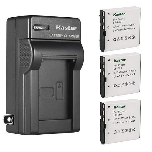 Kastar 3-Pack Battery and AC Wall Charger Replacement for GE GB-60 Battery, GE GE X600 GE General Imaging Power Pro X600 Digital Camera SOSUN Sosun