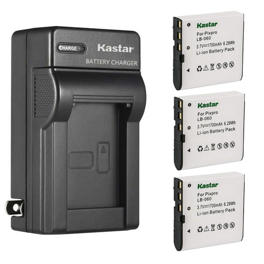 Kastar 3-Pack Battery and AC Wall Charger Replacement for Digilife DDV-JH12Z, DDV-R81, HDD-3, Digipo DDV-H8, DDV-P802, DDV-P801, DDV-V30, HDV-H8