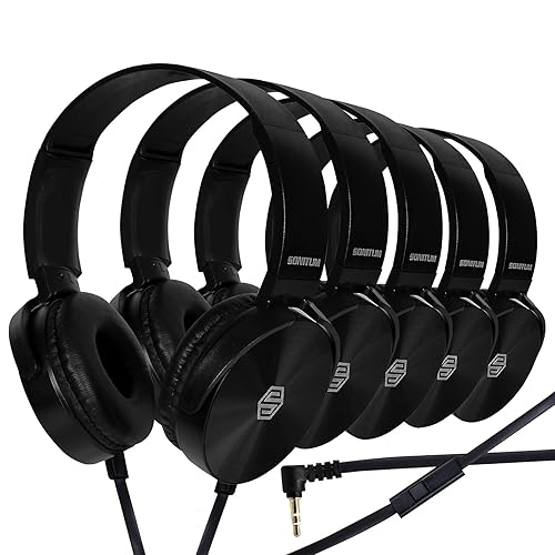 Sonitum Classroom Headphones-Bulk 10-Pack, Student On Ear Comfy Swivel Earphones for Library, School, Airplane, Kids-for Online Learning and Travel…