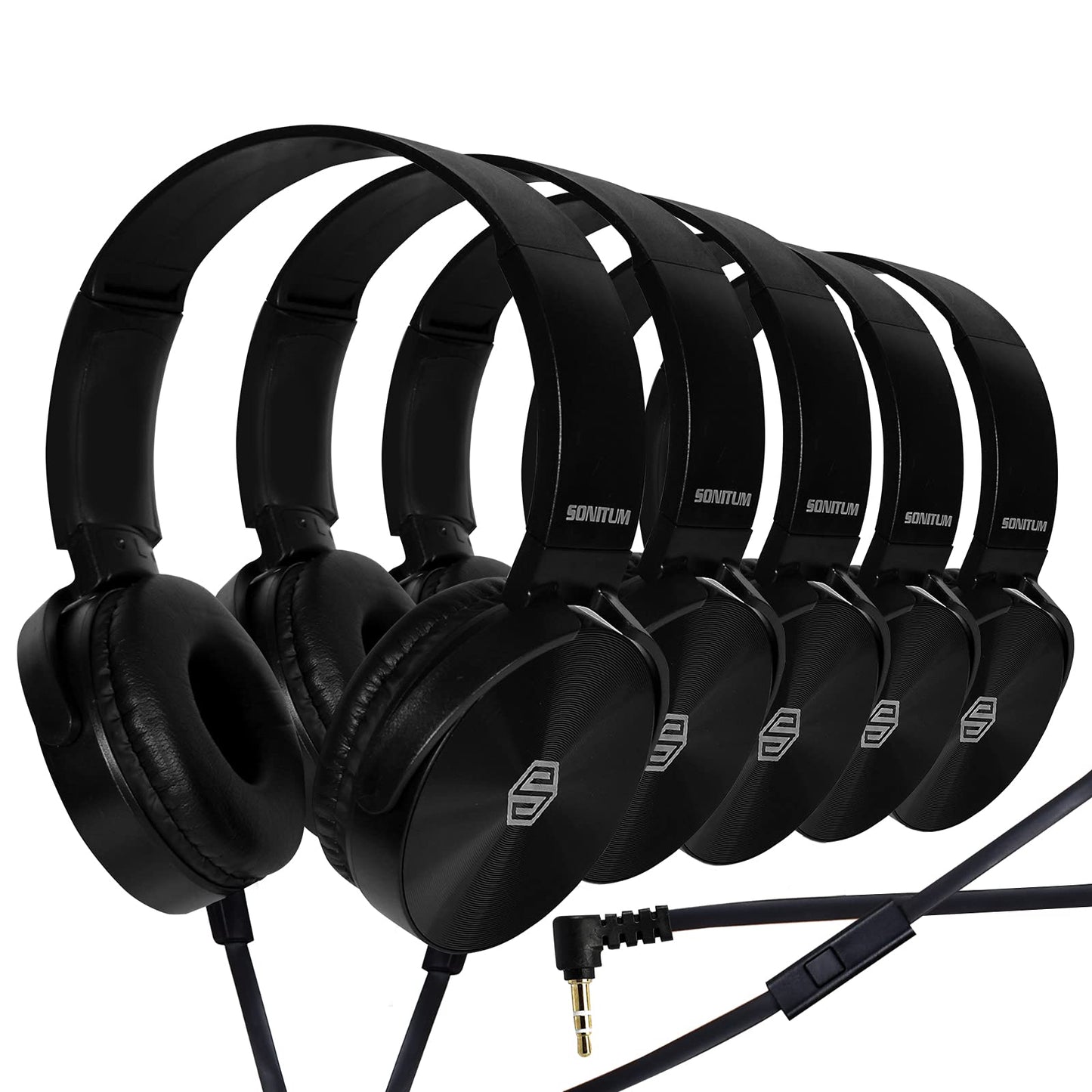 Sonitum Classroom Headphones-Bulk 10-Pack, Student On Ear Comfy Swivel Earphones for Library, School, Airplane, Kids-for Online Learning and Travel…