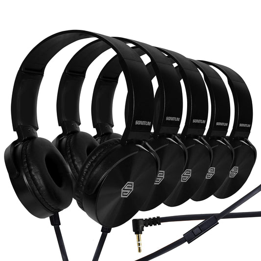 Sonitum Classroom Headphones-Bulk 10-Pack, Student On Ear Comfy Swivel Earphones for Library, School, Airplane, Kids-for Online Learning and Travel…