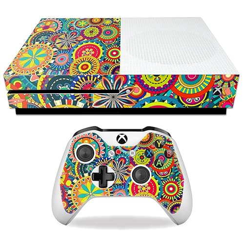MightySkins Skin Compatible with Microsoft Xbox One S - Flower Wheels | Protective, Durable, and Unique Vinyl Decal wrap Cover | Easy to Apply
