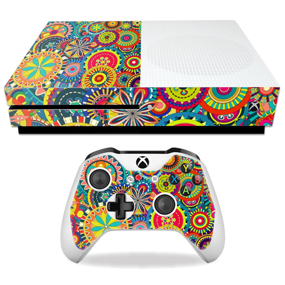 MightySkins Skin Compatible with Microsoft Xbox One S - Flower Wheels | Protective, Durable, and Unique Vinyl Decal wrap Cover | Easy to Apply