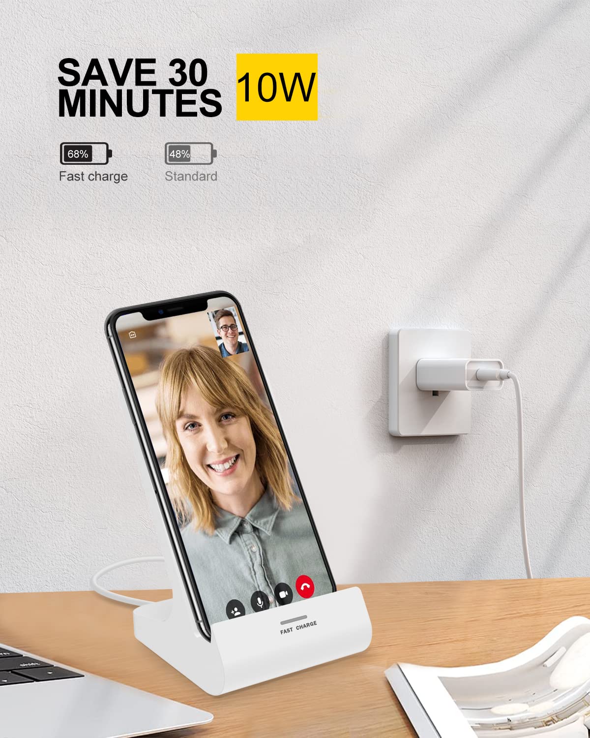 Oinmely Z1 Wireless Charger Wireless Phone Charger Stand 10W Max Compatible with Apple iPhone 12/12 Pro Max/ 11Pro/11Pro Max/XR/XS Max/XS/X/8/8Plus
