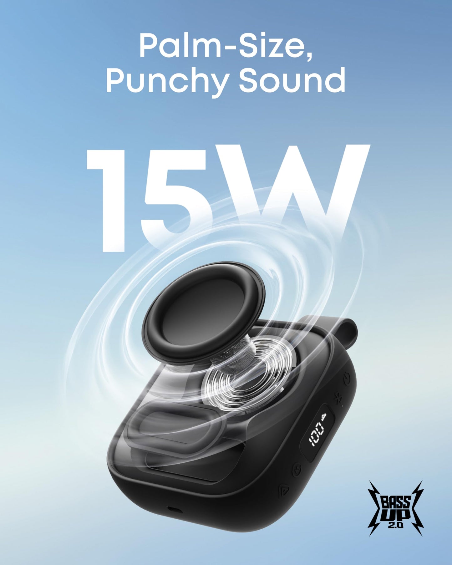 Soundcore Boom Go 3i Portable Bluetooth Speaker by Anker, 15W Punchy Sound, 24H Playtime, IP68, BassUp 2.0, Emergency Charging, Bluetooth 6.0