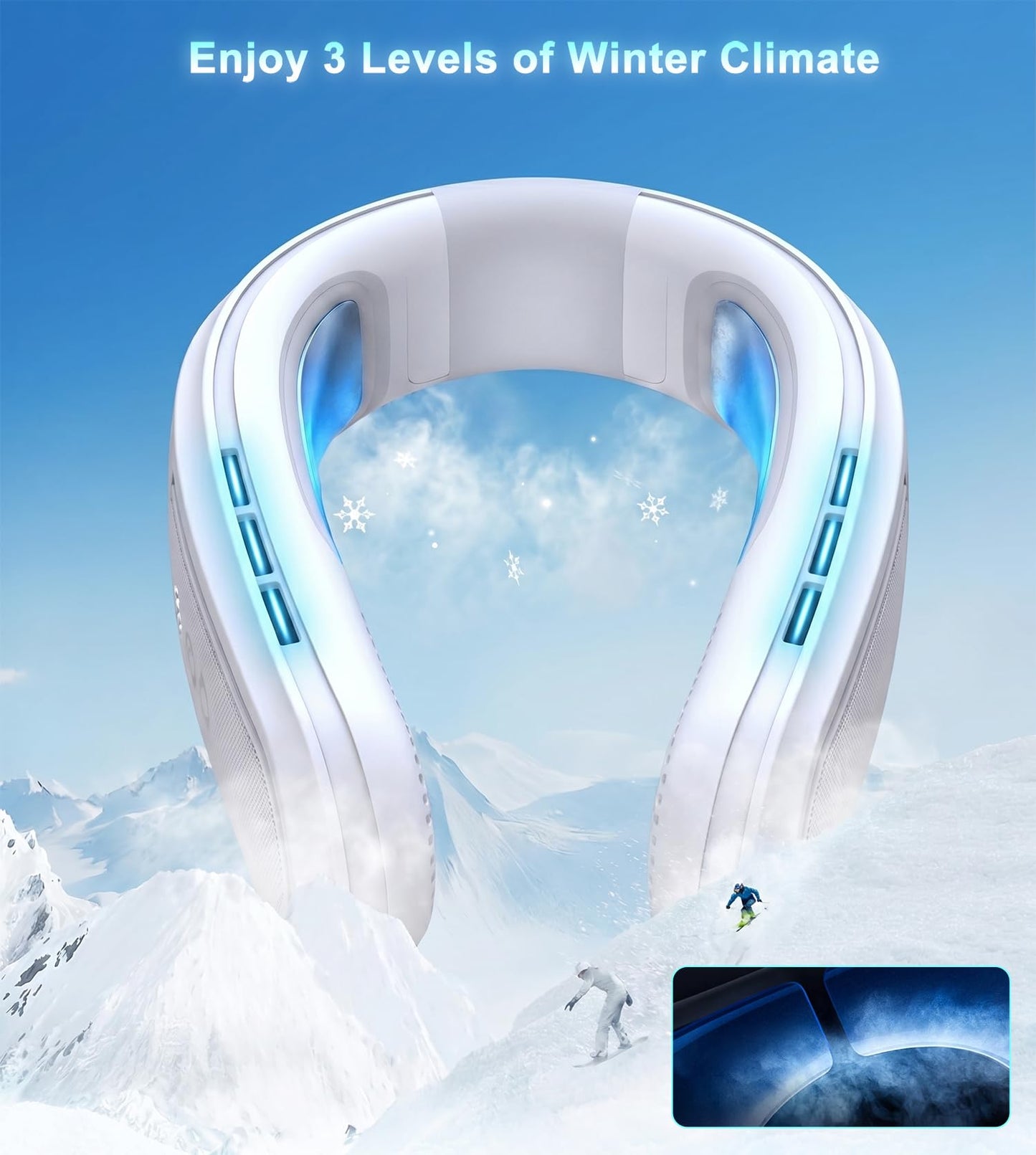 Neck Air Conditioner with 2 Icy Cooling Plates, Portable Neck Fans Blow Cold Air Rechargeable, Wearable Bladeless Fan Personal AC Dual Turbo,LED