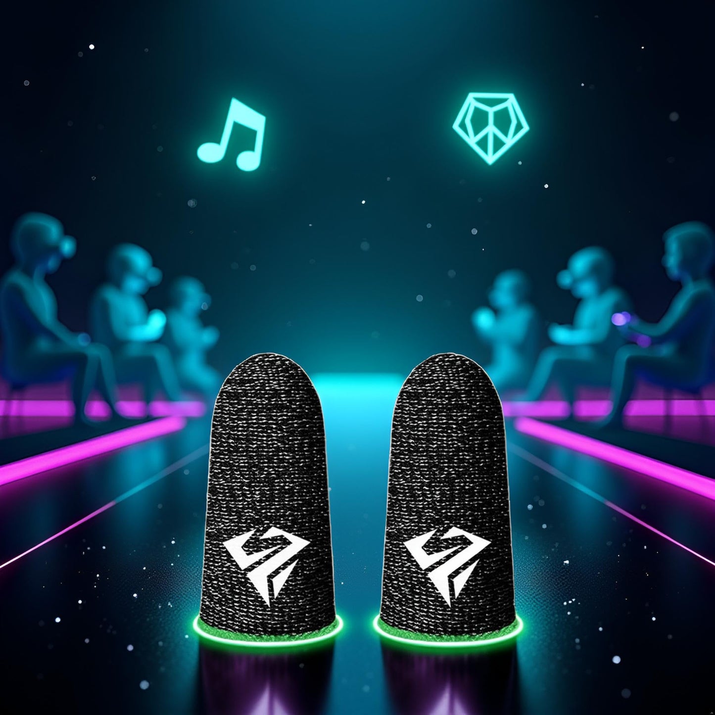 1 Pair of Black Finger Sleeves for Pubg Mobile Games Gaming Breathable Fingertips Sweatproof Fingertip for Cell Phone Gaming Mobile Cove Slip