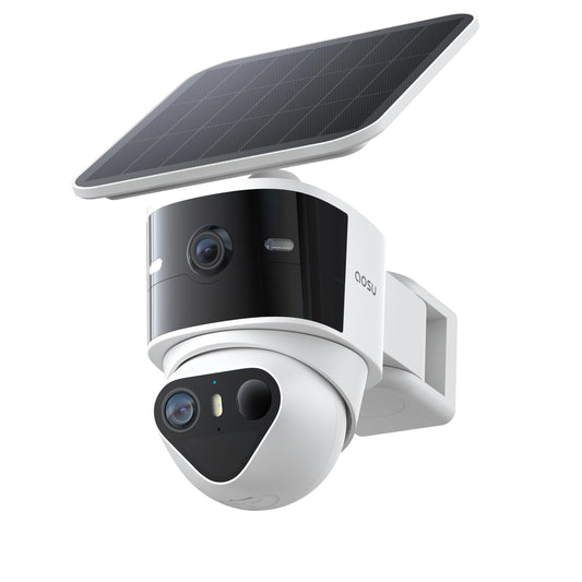 aosu T2 Pro Solar Security Cameras Wireless Outdoor, 3K Dual Cam No Blind Spot Security Camera for Home, 170° Wide + 360° PTZ, AI Human Vehicle