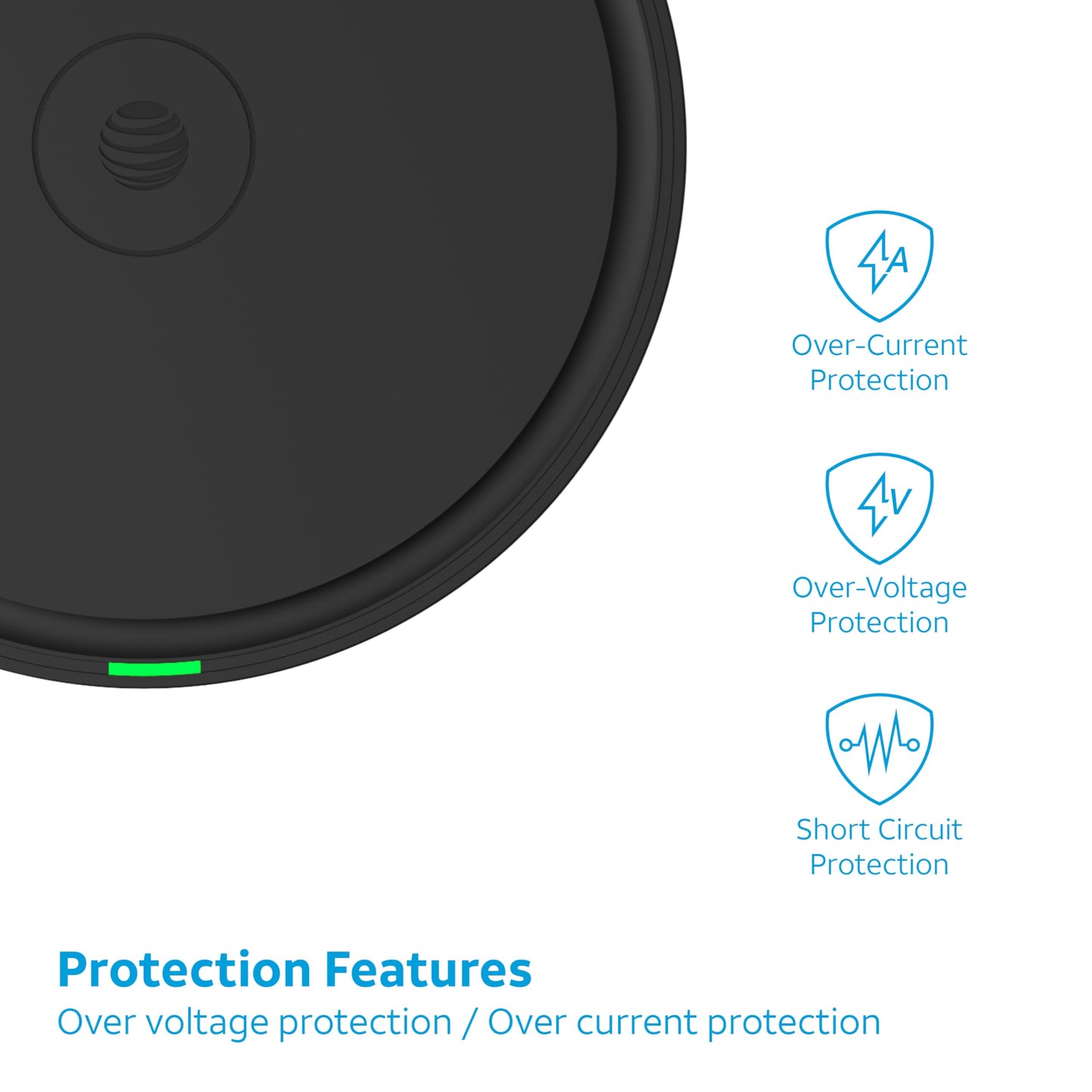 AT&T 15W Qi Wireless Charging Pad - Case-Friendly USB-C Fast Charging Station for iPhone 17/16/15/14, AirPods, Samsung Galaxy S25/S24, Pixel, and All