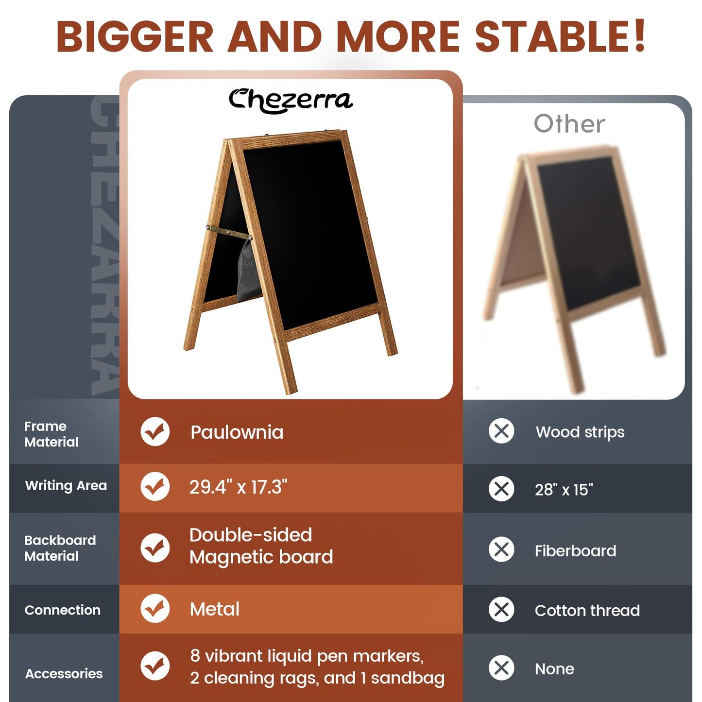 Chezerra A Frame Chalkboard Sign, 40"x20", Brown