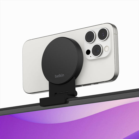 Belkin iPhone Mount with MagSafe for Apple TV 4K - MacBook Continuity Support w/tvOS - Turn Phone to Webcam, Compatible with MacBook Pro, Air, iPhone