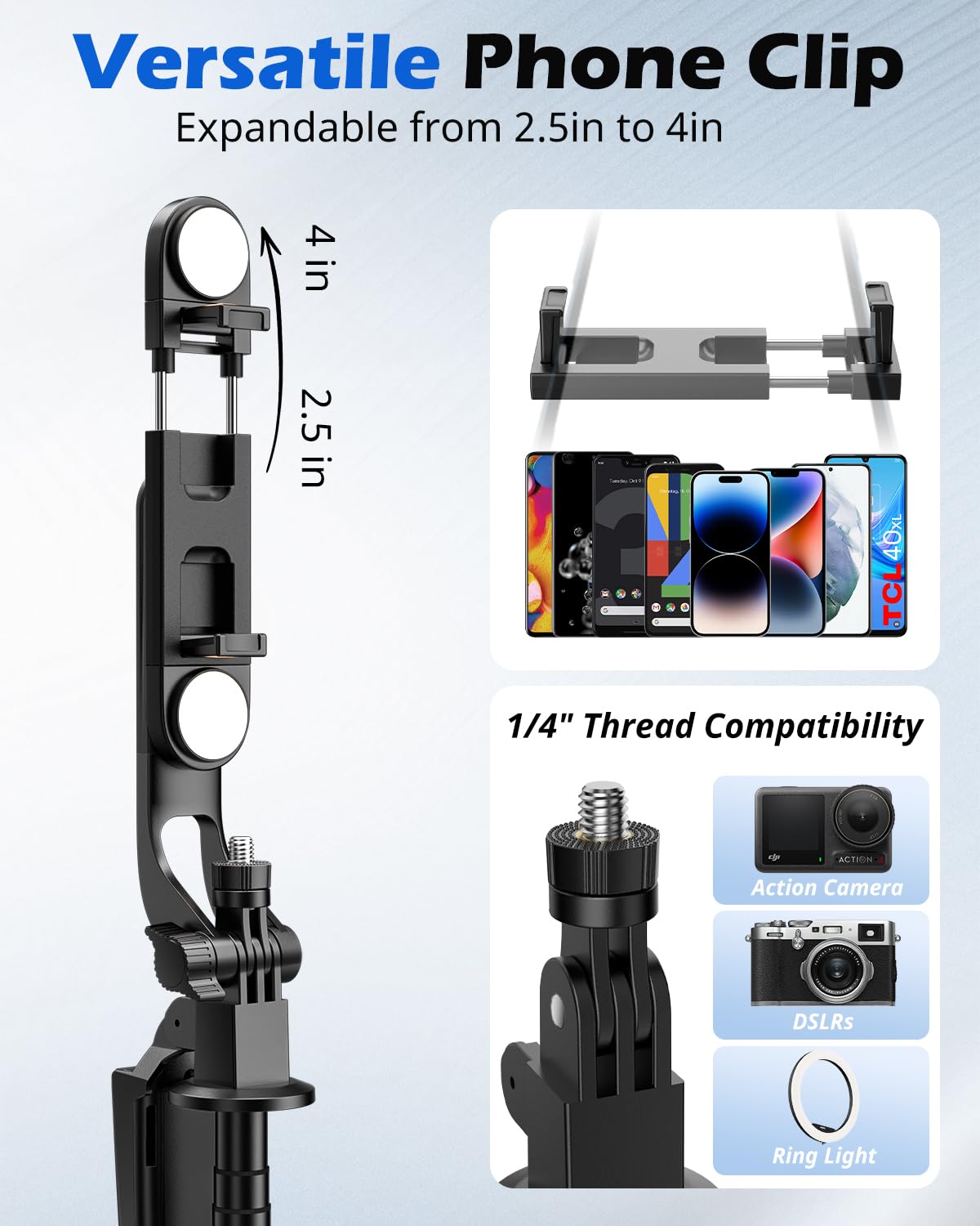 UBeesize 64'' Extendable Selfie Stick Tripod with Light & Remote, Adjustable Phone Tripod Stand for iPhone 17-11, Android, Camera, Travel Vlogging