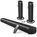 Puriom Sound Bar for Smart TV, 100W Sound Bar with Bluetooth 5.3/ARC/Opt/AUX Connect, 2-in-1 Detachable Home Soundbar, Home Theater Speaker & Bass