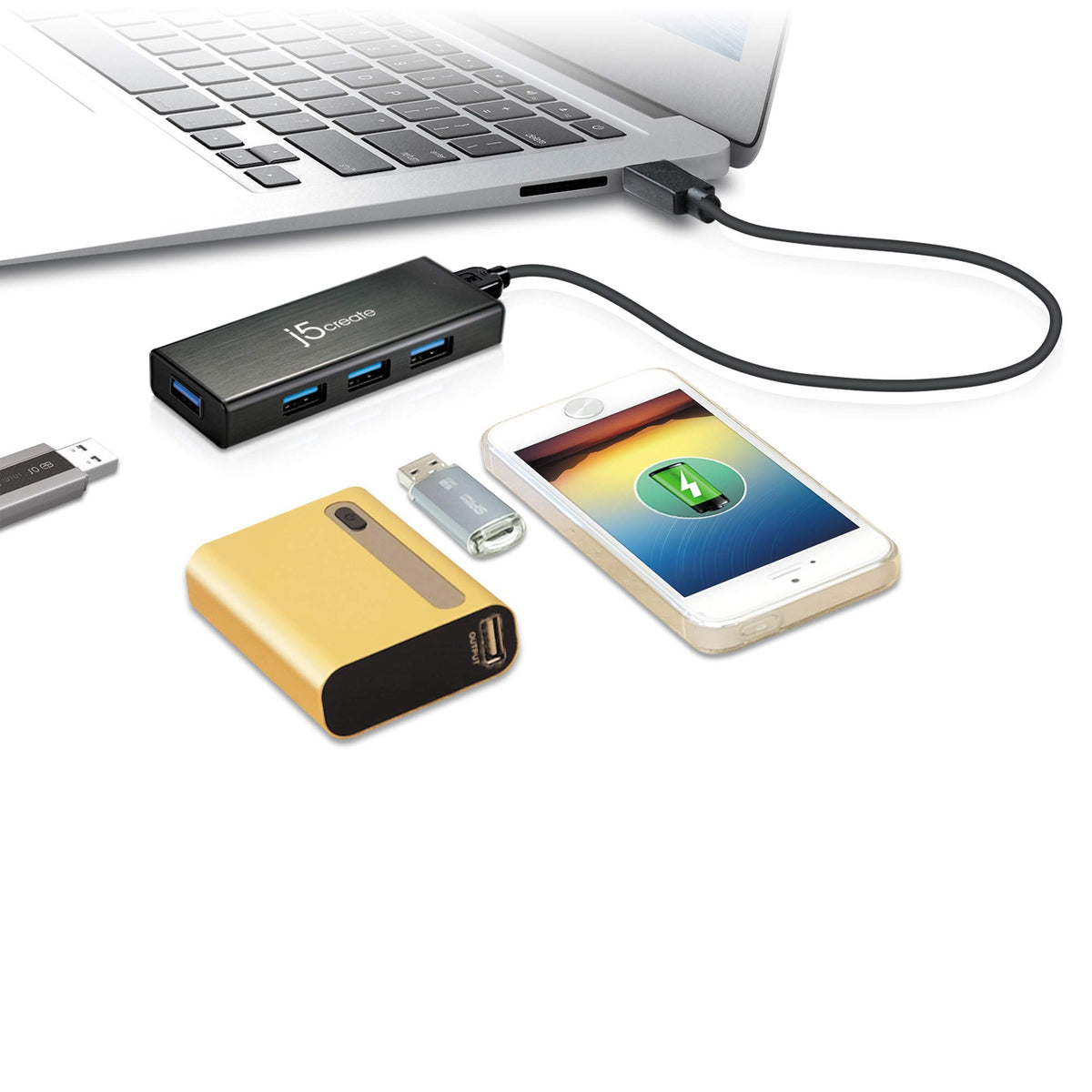 j5create 4-Port Powered USB 3.0 Data Hub with 2 ft Extended Cable