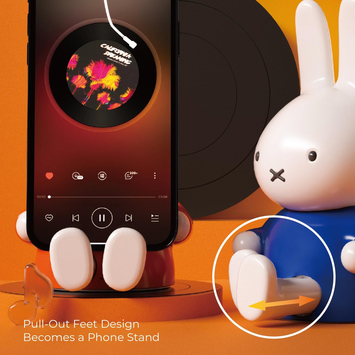 Miffy Portable Bluetooth Speakers, Cute Portable Wireless Speakers with Loud Stereo Sound, Built-in Mic, TF-Card Slot, Dual Pairing,40H Playtime