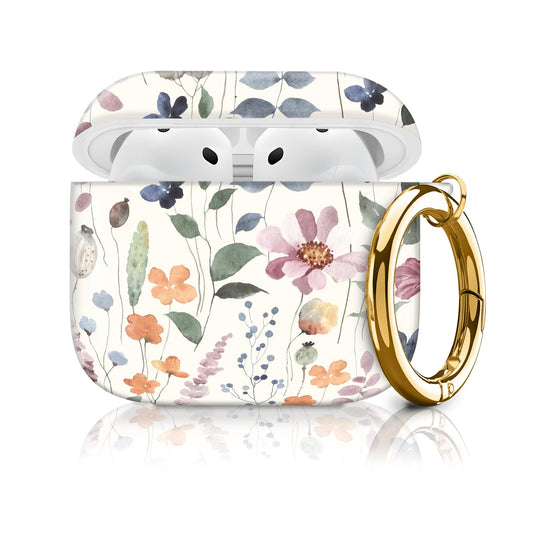 Case Cover Compatible with AirPods 4th Generation 2024, Shockproof for Women & Girls With Golden Round Buckle - Protective, Anti-Drop Design (Cute