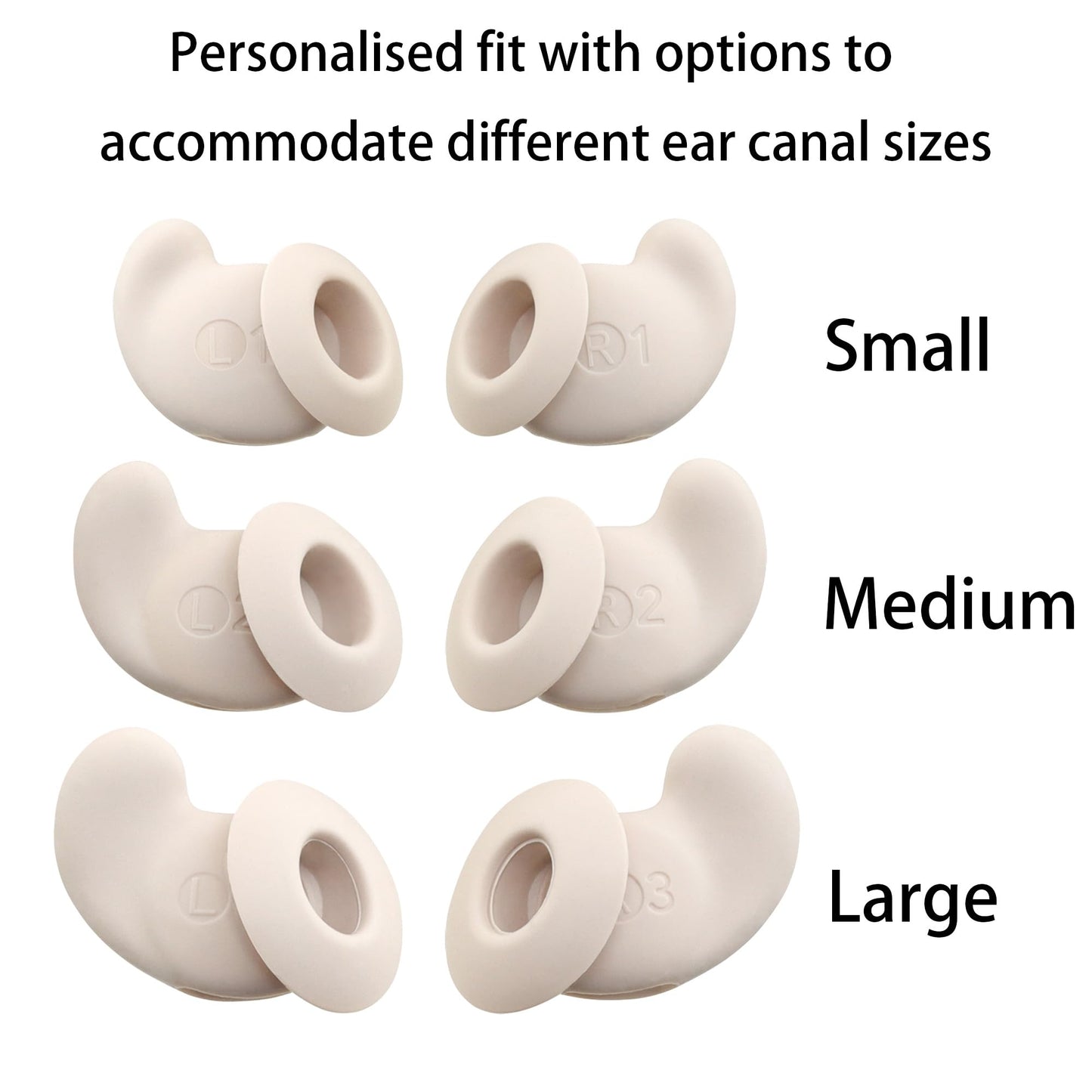 NANLANFAN Replacement Silicone Ear Wings for Soundcore Sleep A20 Earbuds, Anti Slip Ear Tips, 3 Pairs (Beige) (SML)
