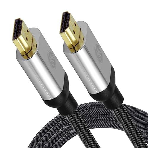 GE 4K HDMI Cable, 6 ft. Premium HDMI 2.0 High Speed 18 Gbps with Ethernet, 4K 60Hz, 1440p 1080p 120Hz, HDR, for HDTV, Streaming, Blu-ray, Gaming, PS4