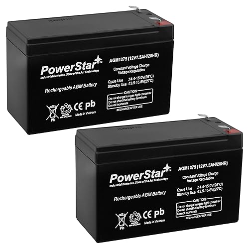 PowerStar 12V 7.5AH Replacement Batteries for CP1290 12V 7.5AH F1/F2 x2