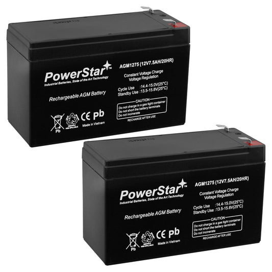 PowerStar 12V 7.5AH Replacement Batteries for CP1290 12V 7.5AH F1/F2 x2