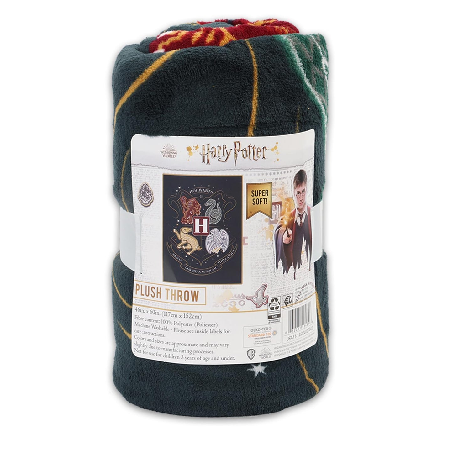 Harry Potter Throw Blanket Set - Hogwarts Bundle Includes 46x60 Plush Throw, Stickers, More | Wizard Blanket for Kids