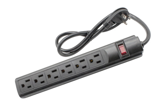 STEREN 6-Outlet Power Strip with 3ft Cord, Right Angle, 90 Degree, Black