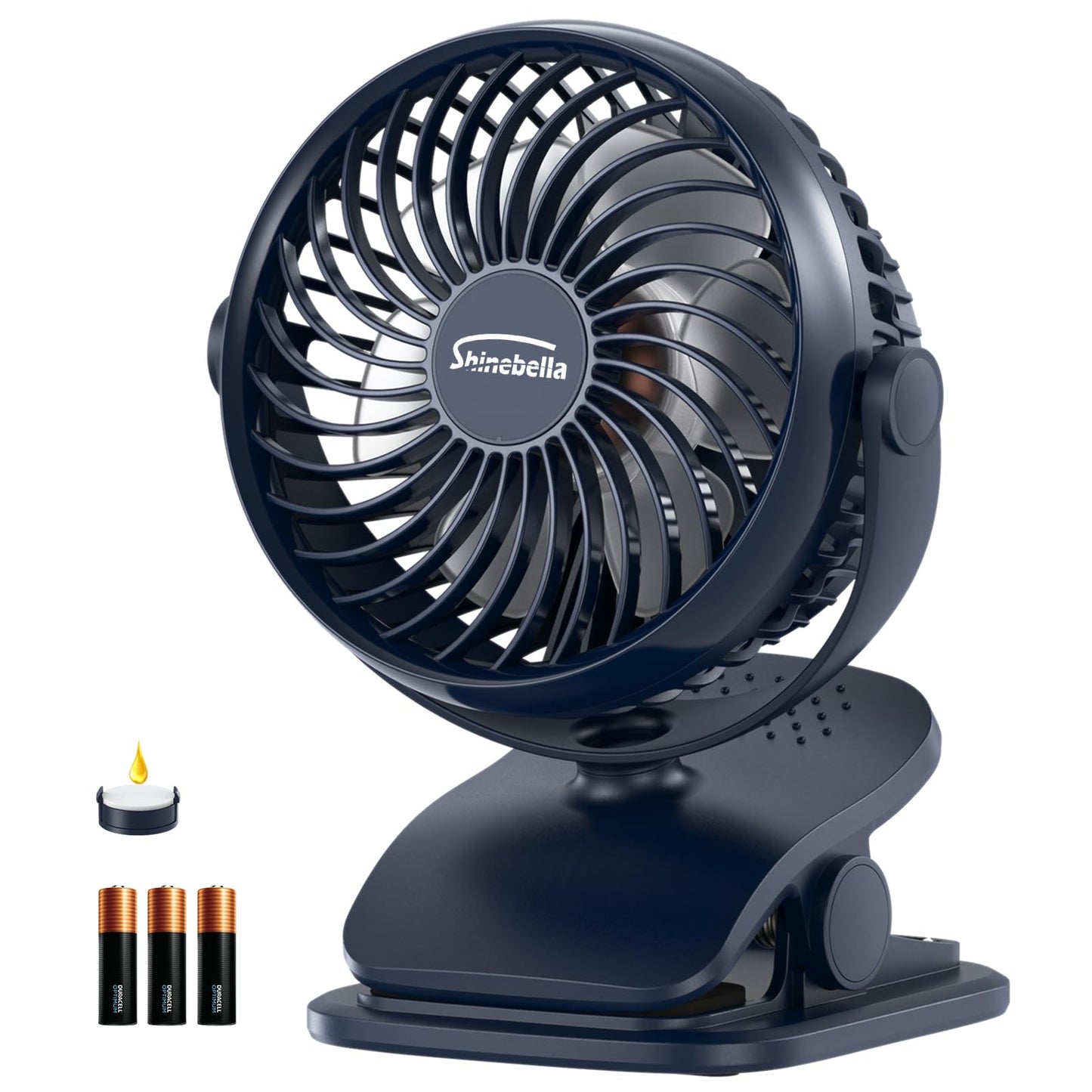 Shinebella AA Battery Powered Clip on Fan with 4-Speed, 5’’ Small Desk Fan with Aroma Function, USB Powered, 360°Rotation, Ultra Quiet, for Golf Cart