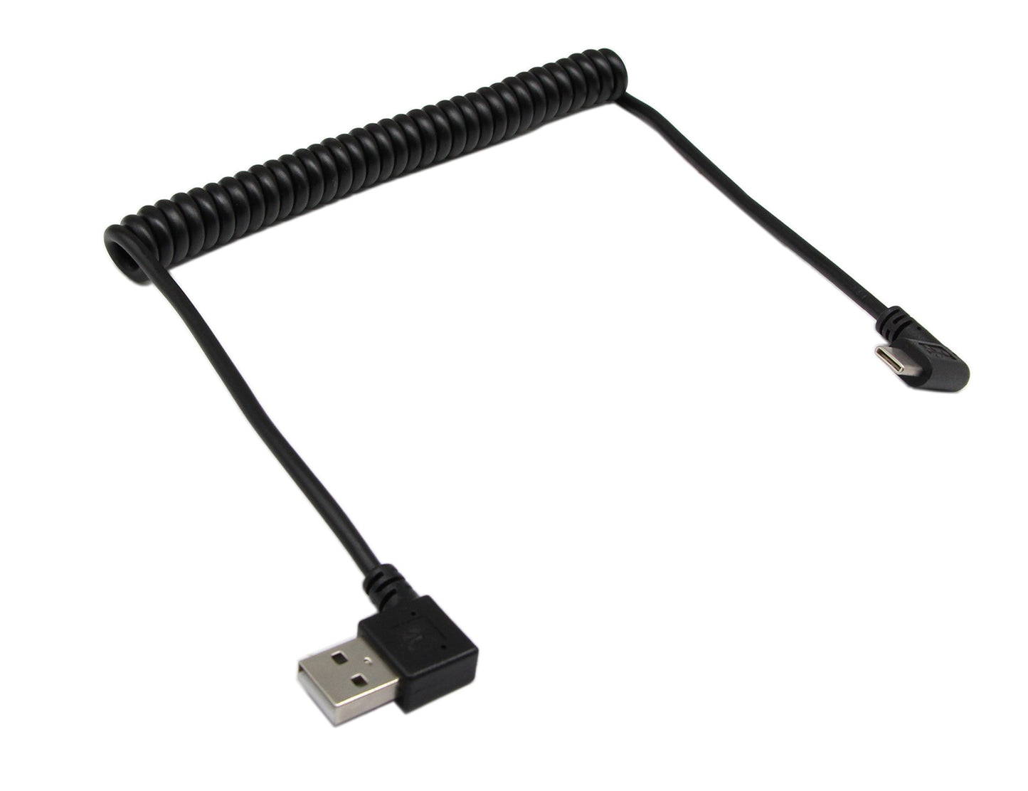 90 Degree Right Angle USB 2.0 to USB C Spring Cable - zdyCGTime Type C USB Male to USB A Male Data Cable for Tablets Cellphone(1.2M)